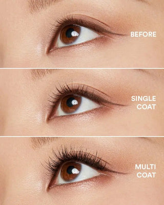 Before and after of Michelle Phan using EM Cosmetics Shapeshift Tubing Mascara
